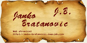 Janko Bratanović vizit kartica